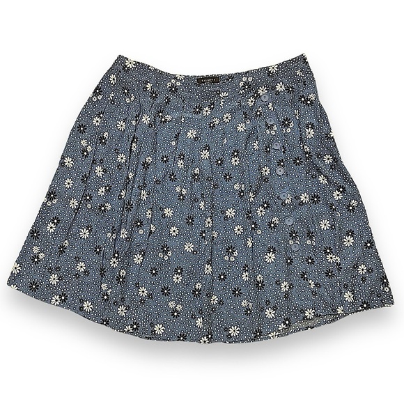 Talbots women’s petite plus size blue white floral pleated skirt button - Picture 1 of 10